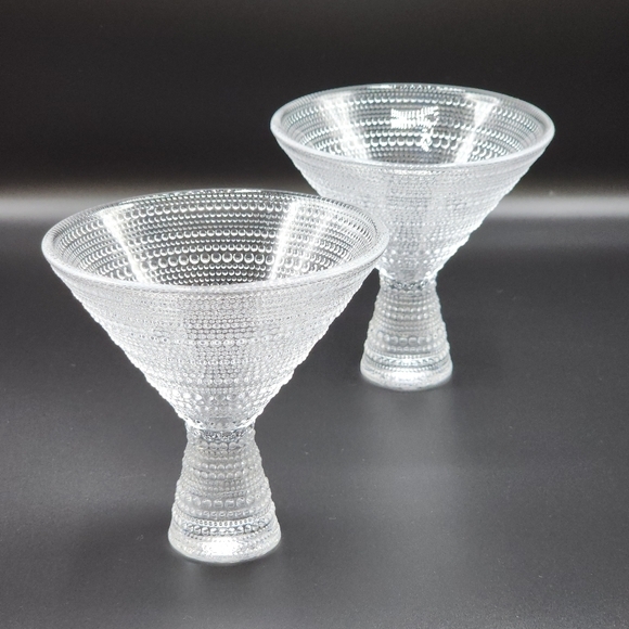 Fortessa Jupiter Beaded Martini Glass Set of 2 Embossed texture 11.5oz Drinkware - Picture 1 of 9